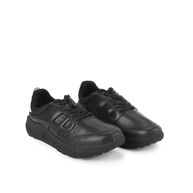Hush Puppies Men Shoes Seventy8 Lthr Runner In Bold Black Leather