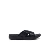 Hush Puppies Men Sandals Activate Band Slide In Bold Black Leather