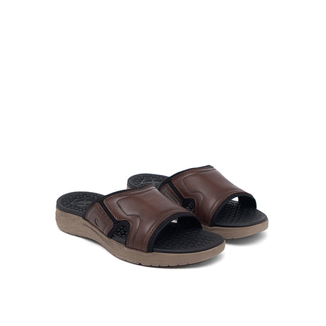 Hush Puppies Men Sandals Activate Band Slide In Dark Brown Leather