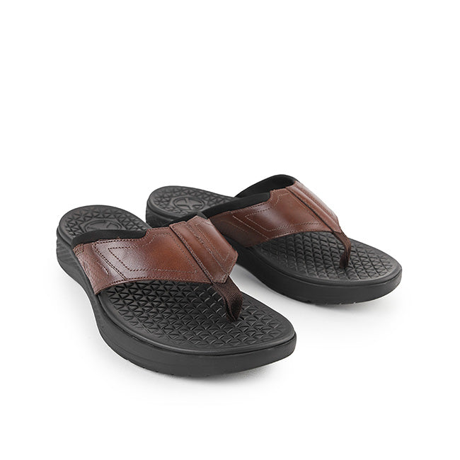 Hush Puppies Men Sandals Activate Toepost In Dark Brown Leather