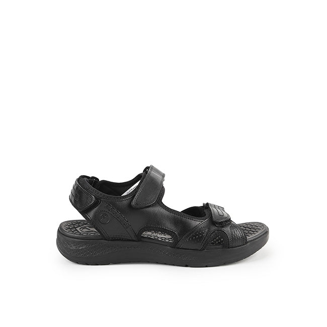 Hush Puppies Men Sandals Activate Qtr Strap In Bold Black Leather