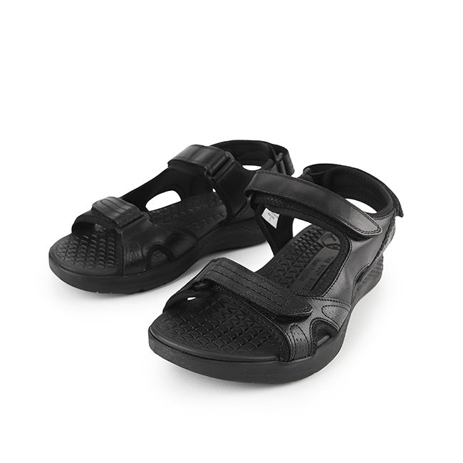 Hush Puppies Men Sandals Activate Qtr Strap In Bold Black Leather