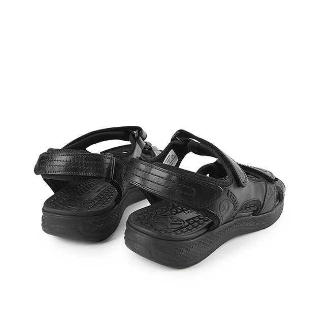 Hush Puppies Men Sandals Activate Qtr Strap In Bold Black Leather