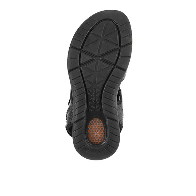 Hush Puppies Men Sandals Activate Qtr Strap In Bold Black Leather