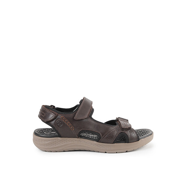 Hush Puppies Men Sandals Activate Qtr Strap In Dark Brown Leather