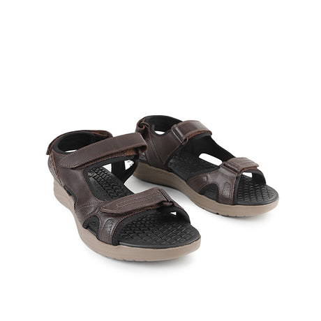 Hush Puppies Men Sandals Activate Qtr Strap In Dark Brown Leather
