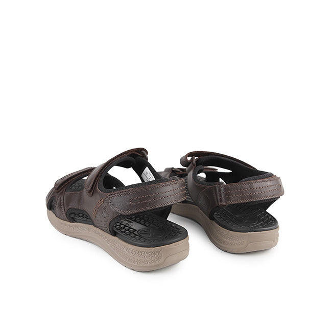 Hush Puppies Men Sandals Activate Qtr Strap In Dark Brown Leather