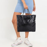 Large 2 Way Tote In 2Way Purple/Black Shine