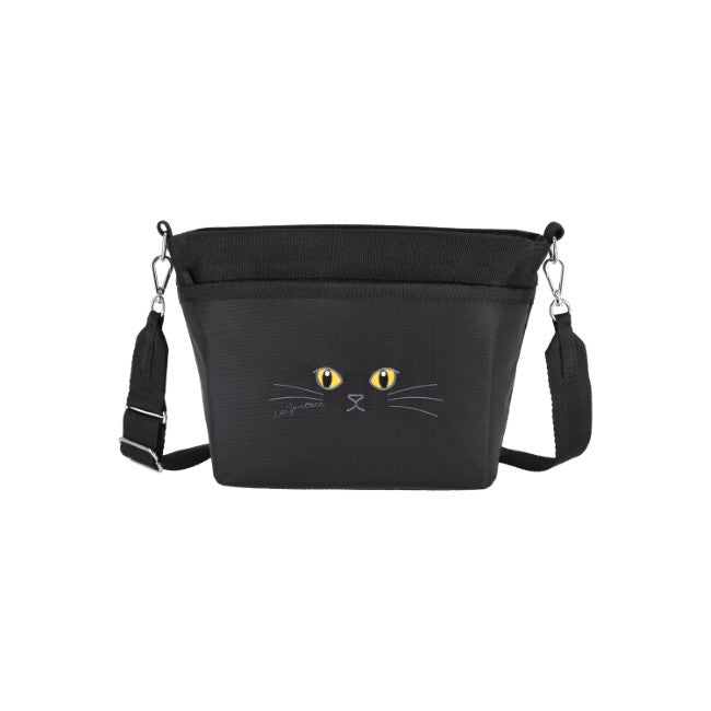 LeSportsac Unisex Small Bucket Bag In Black Cats Embroidery