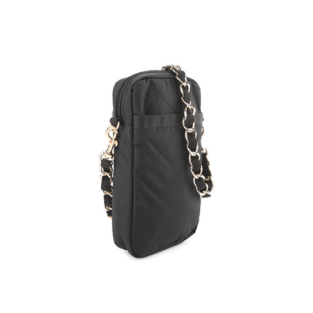Chain Mini Phone Crsbdy In Black Chain Quilt