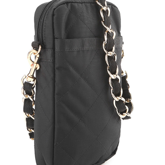 Chain Mini Phone Crsbdy In Black Chain Quilt
