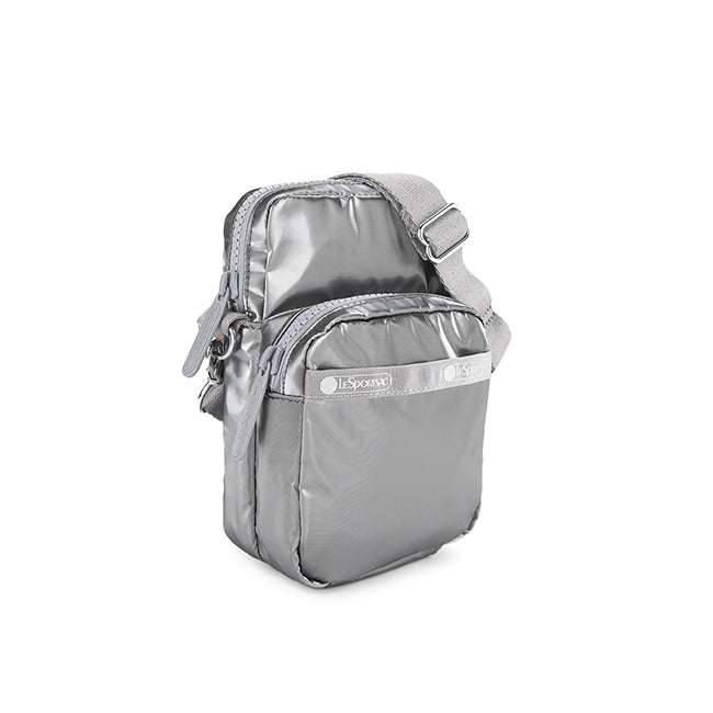 Mini Phone Bag In Gunmetal Gray Shine