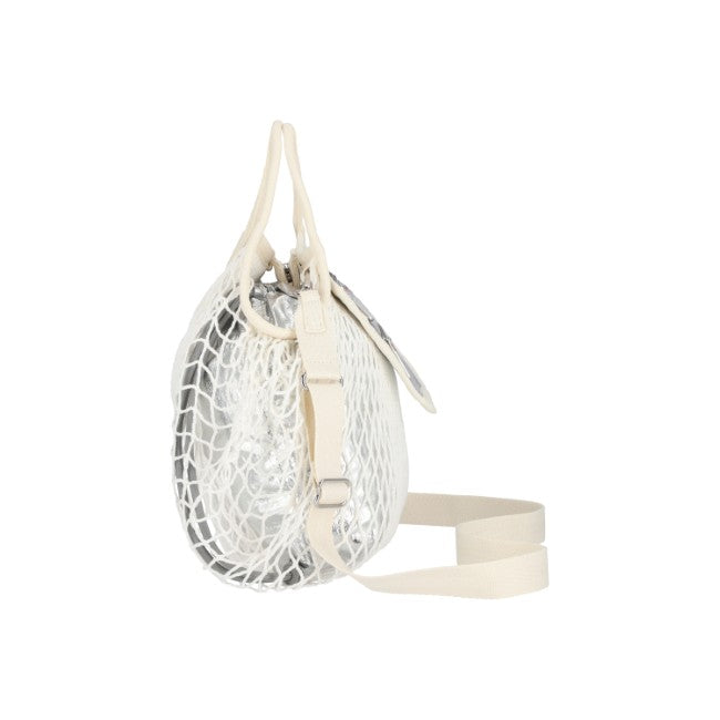 Sm Net Shoulder Bag In Fish Net Silver Foil