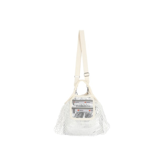 Sm Net Shoulder Bag In Fish Net Silver Foil