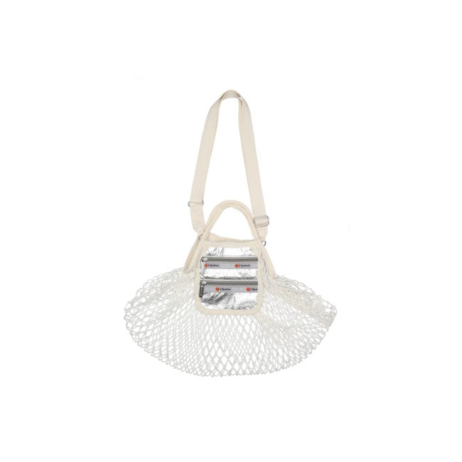 Sm Net Shoulder Bag In Fish Net Silver Foil