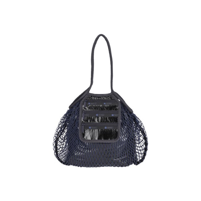 Med Net Tote Bag In Fish Net Black Foil