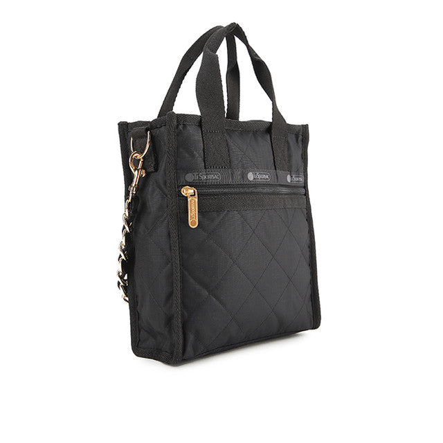 Chain Mini N/S Tote In Black Chain Quilt