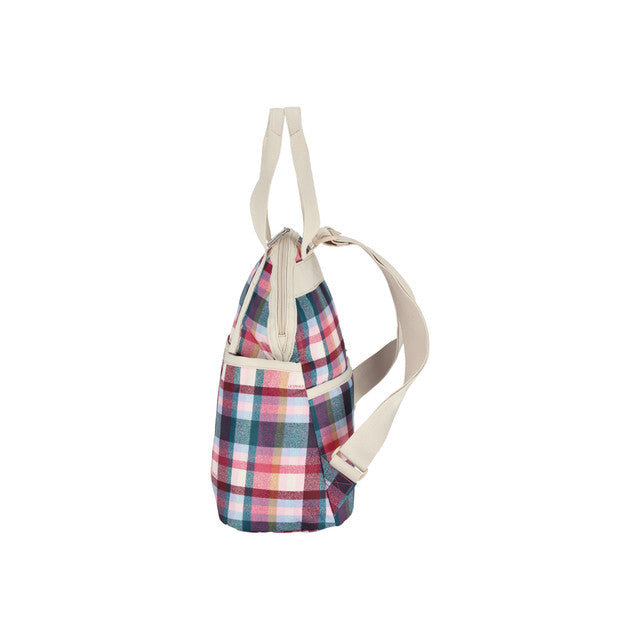 Double Trouble Backpack In Pink Plaid