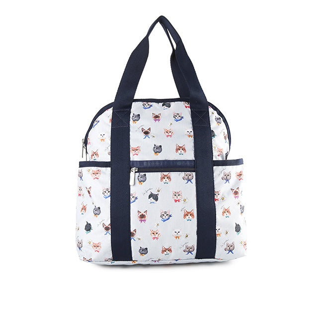 Double Trouble Backpack In Playful Cats Sky Blue