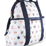 Double Trouble Backpack In Playful Cats Sky Blue