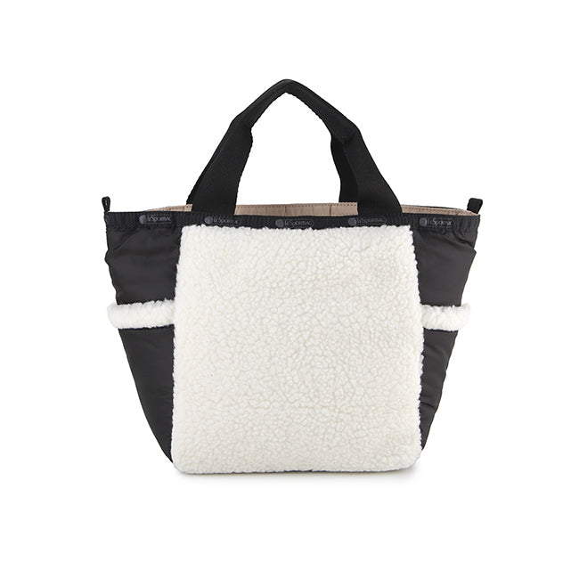 LeSportsac Unisex Sherpa Small Open Tote In Cream Vegan Sherpa