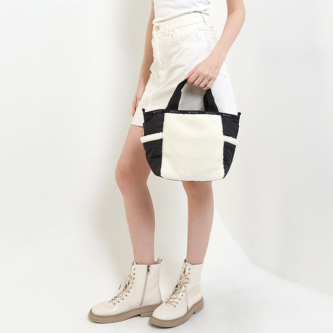 LeSportsac Unisex Sherpa Small Open Tote In Cream Vegan Sherpa