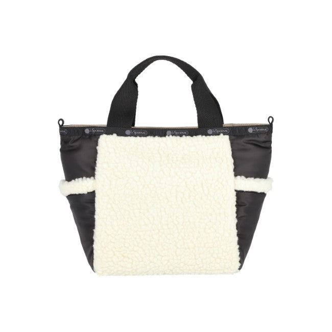 LeSportsac Unisex Sherpa Small Open Tote In Cream Vegan Sherpa