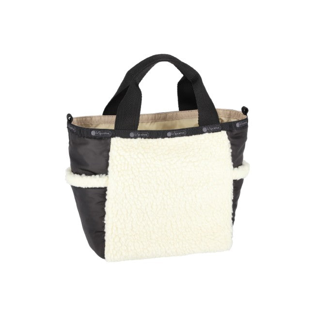 LeSportsac Unisex Sherpa Small Open Tote In Cream Vegan Sherpa