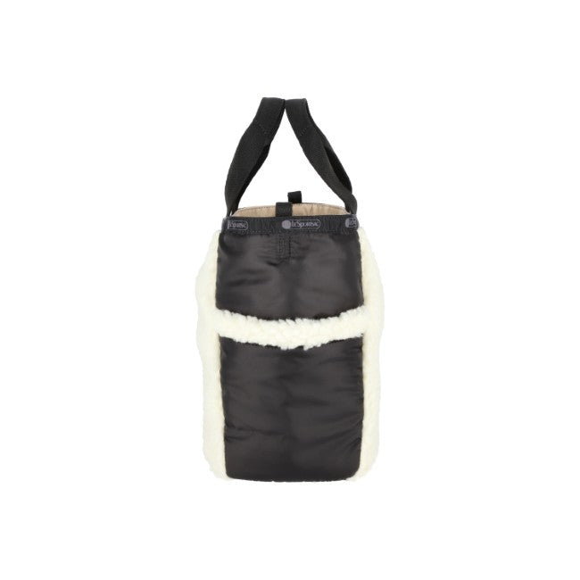 LeSportsac Unisex Sherpa Small Open Tote In Cream Vegan Sherpa