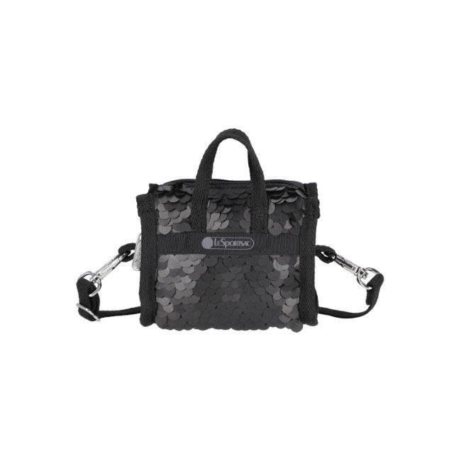 LeSportsac Unisex Sequin Micro Bag In Matte Black Sequin