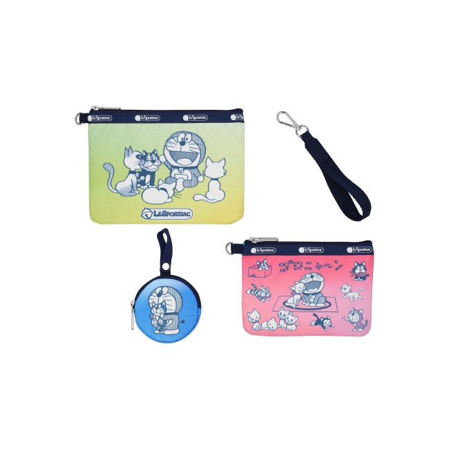 LeSportsac Unisex Wristlet Pouch W/ Round C In Doraemon With Meow
