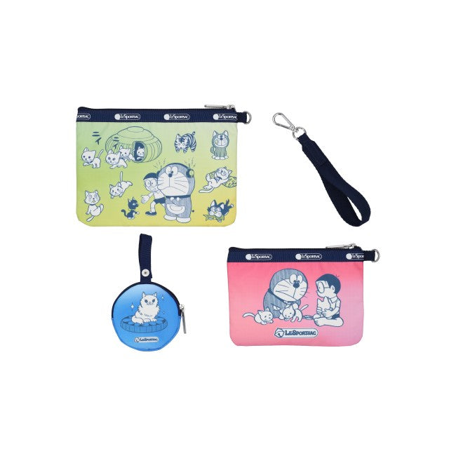 LeSportsac Unisex Wristlet Pouch W/ Round C In Doraemon With Meow