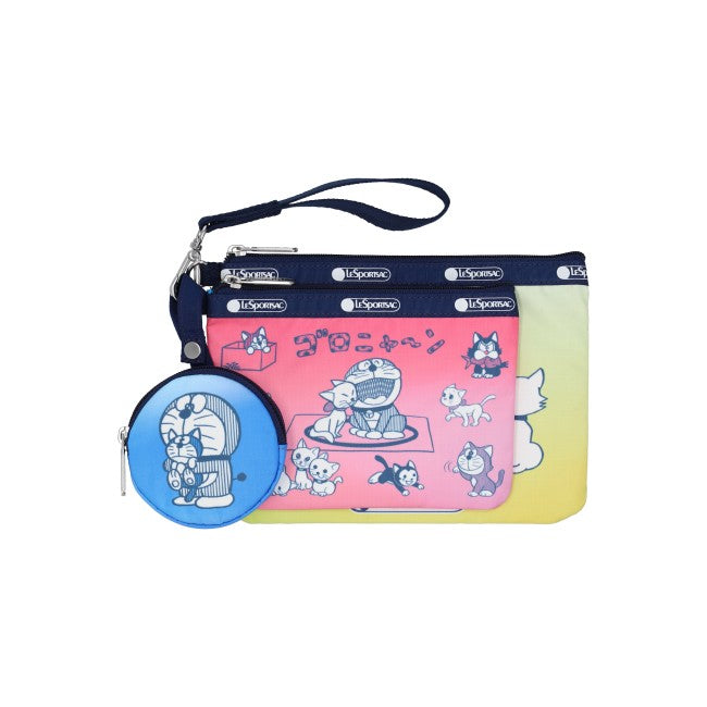 LeSportsac Unisex Wristlet Pouch W/ Round C In Doraemon With Meow