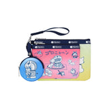 LeSportsac Unisex Wristlet Pouch W/ Round C In Doraemon With Meow