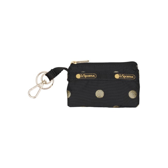LeSportsac Unisex Wallet Zip Card Holder In Gold Glitter Dots