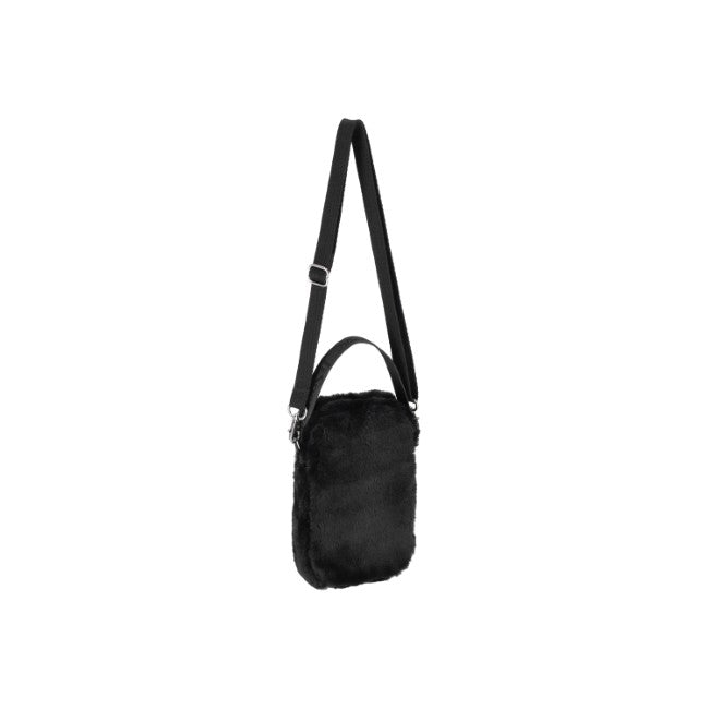 LeSportsac Unisex Bags Fur Mini Phone Crossbody In Black Fluffy Fur