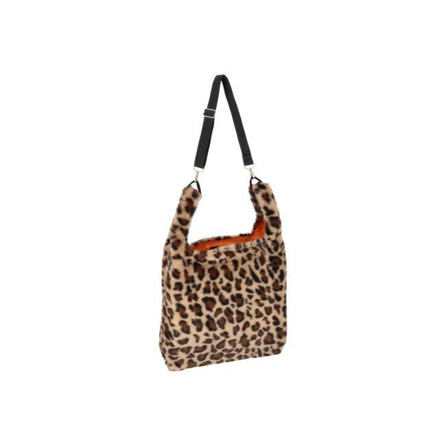 LeSportsac Unisex Bags Fur Shoulder Tote In Leopard Fluffy Fur