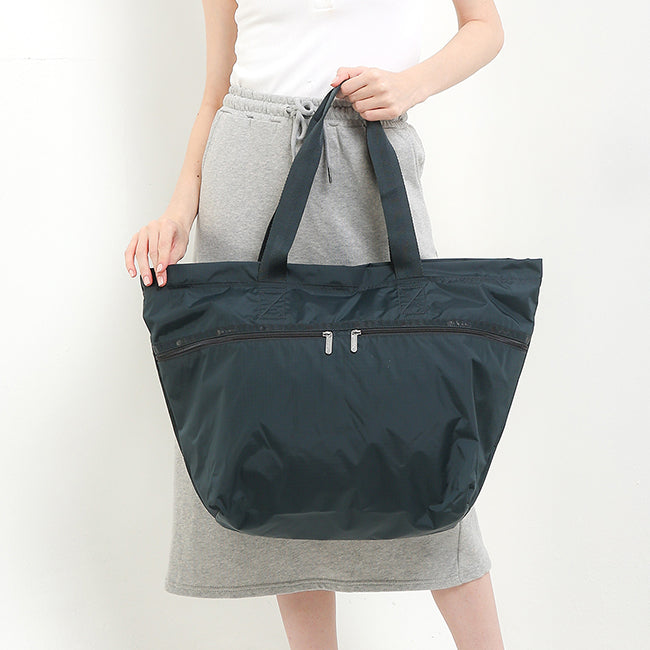 Carlin Zip Top Tote Bag In Midnight Green
