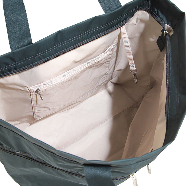 Carlin Zip Top Tote Bag In Midnight Green