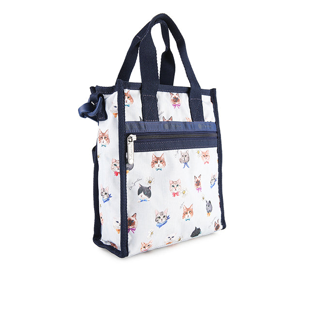 Mini N/S Tote In Playful Cats Sky Blue