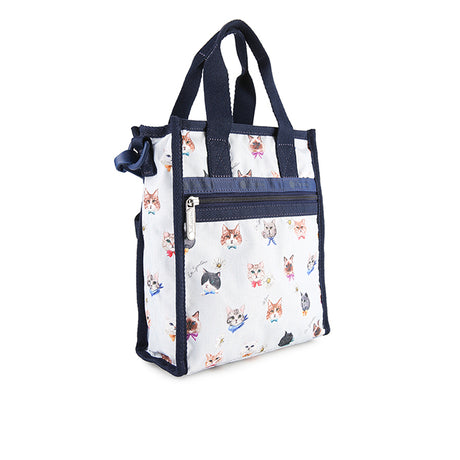 Mini N/S Tote In Playful Cats Sky Blue