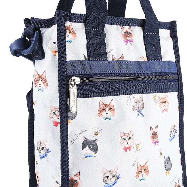 Mini N/S Tote In Playful Cats Sky Blue