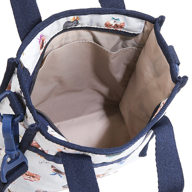 Mini N/S Tote In Playful Cats Sky Blue
