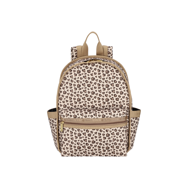 LeSportsac Tas Unisex Route Sm Backpack In Latte Heart Leopard