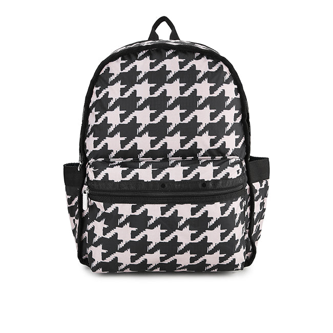 LeSportsac Tas Unisex Route Backpack In Blk/ Beige Houndstooth