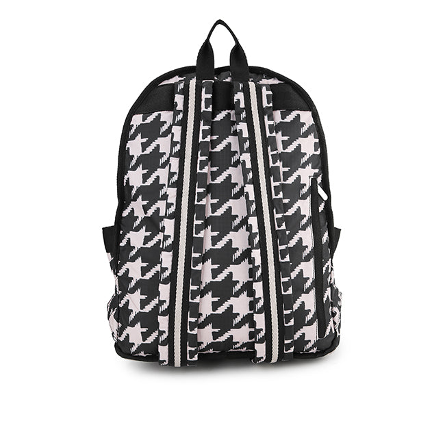 LeSportsac Tas Unisex Route Backpack In Blk/ Beige Houndstooth