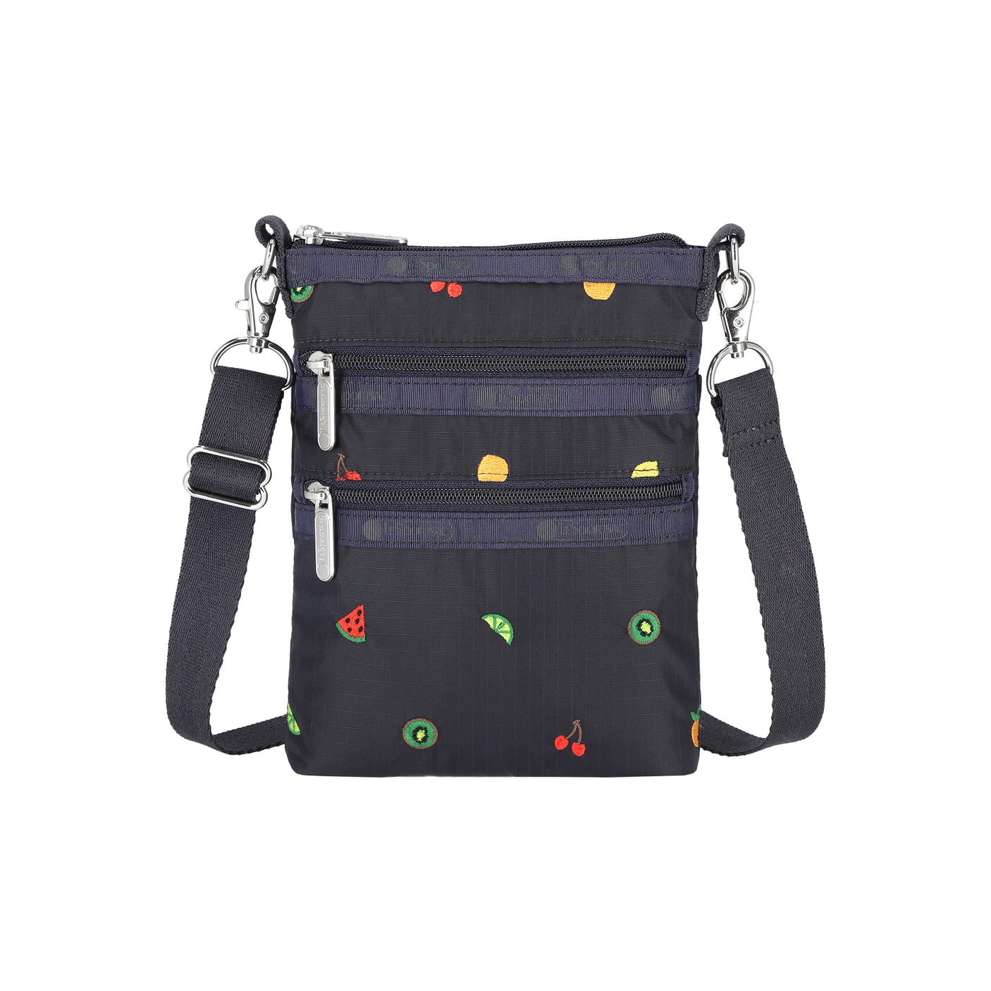 LeSportsac Tas Unisex 3 Zip Crossbody In Mixed Fruit Embroidery