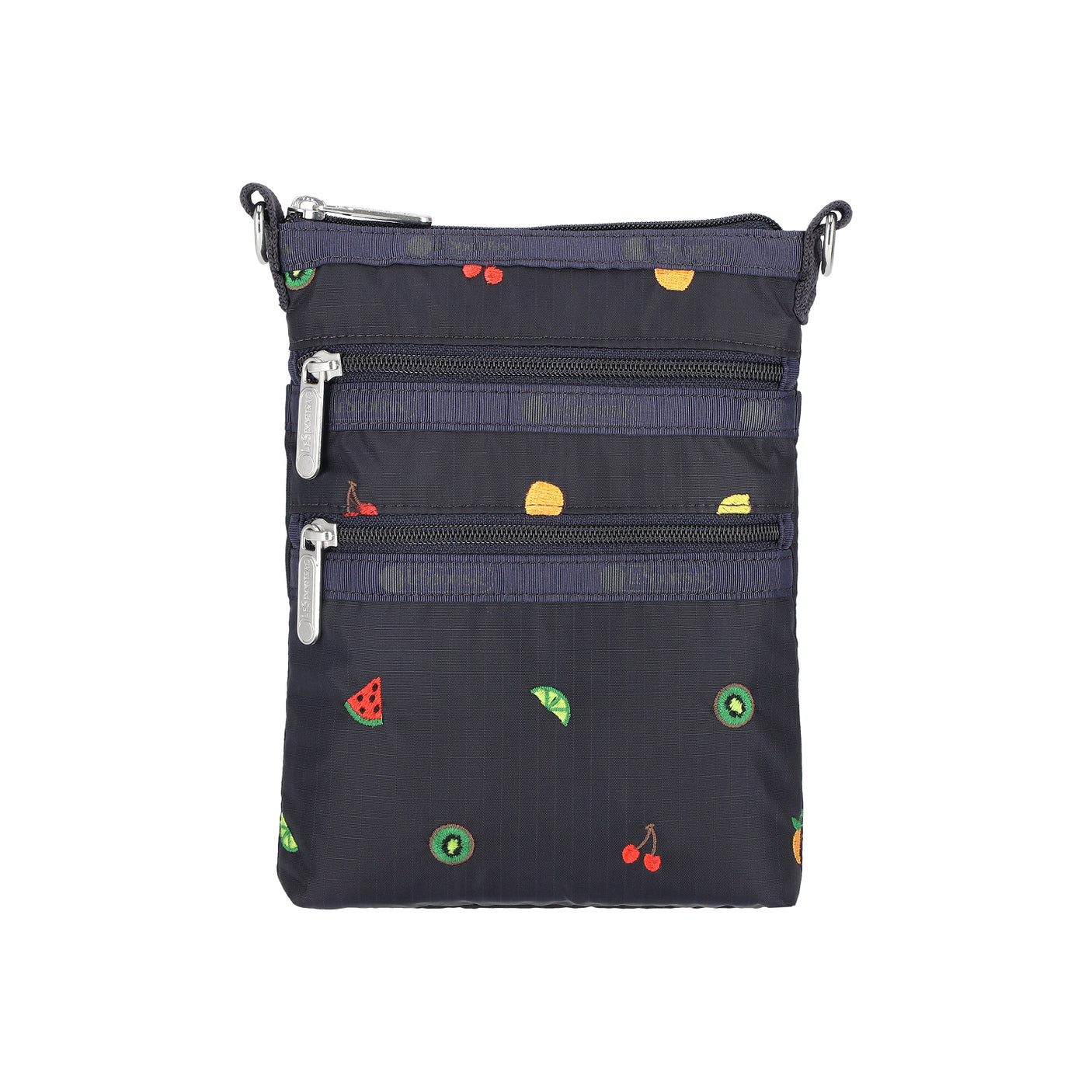 LeSportsac Tas Unisex 3 Zip Crossbody In Mixed Fruit Embroidery
