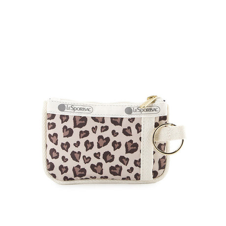 Key Card Holder In Latte Heart Leopard
