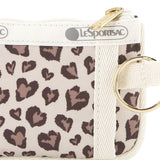 Key Card Holder In Latte Heart Leopard